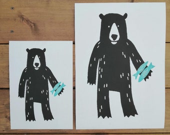 A4 brown bear archival-quality digital print