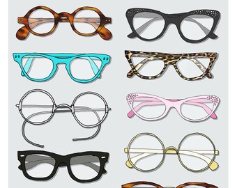 A3 vintage glasses print