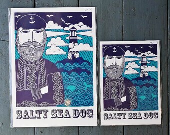 A3 Nautical Salty Sea Dog archival-quality digital print