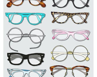 A4 Collect of Vintage Glasses A4 print