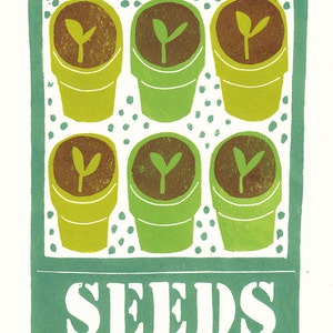 SALE: Growing seedlings lino print