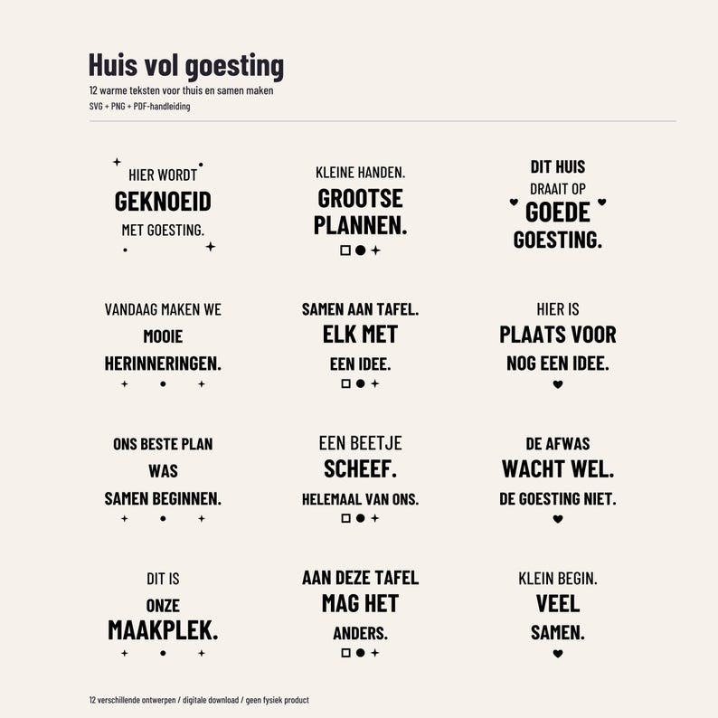 Dutch SVG bundle for home - Huis vol goesting - 12 designs with PNG and manual image 1