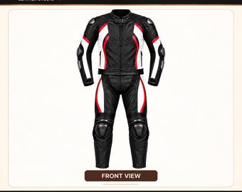 Motorradrennanzug für Herren aus schwarzem, rotem und weißem Leder, Sportmotorrad-Rennbekleidung