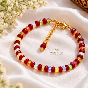 Bracciale con perline di opale Welo etiope naturale, bracciale con pietre preziose a rondella colorate, gioielli con opale rosso, verde e blu, regalo unico per lei