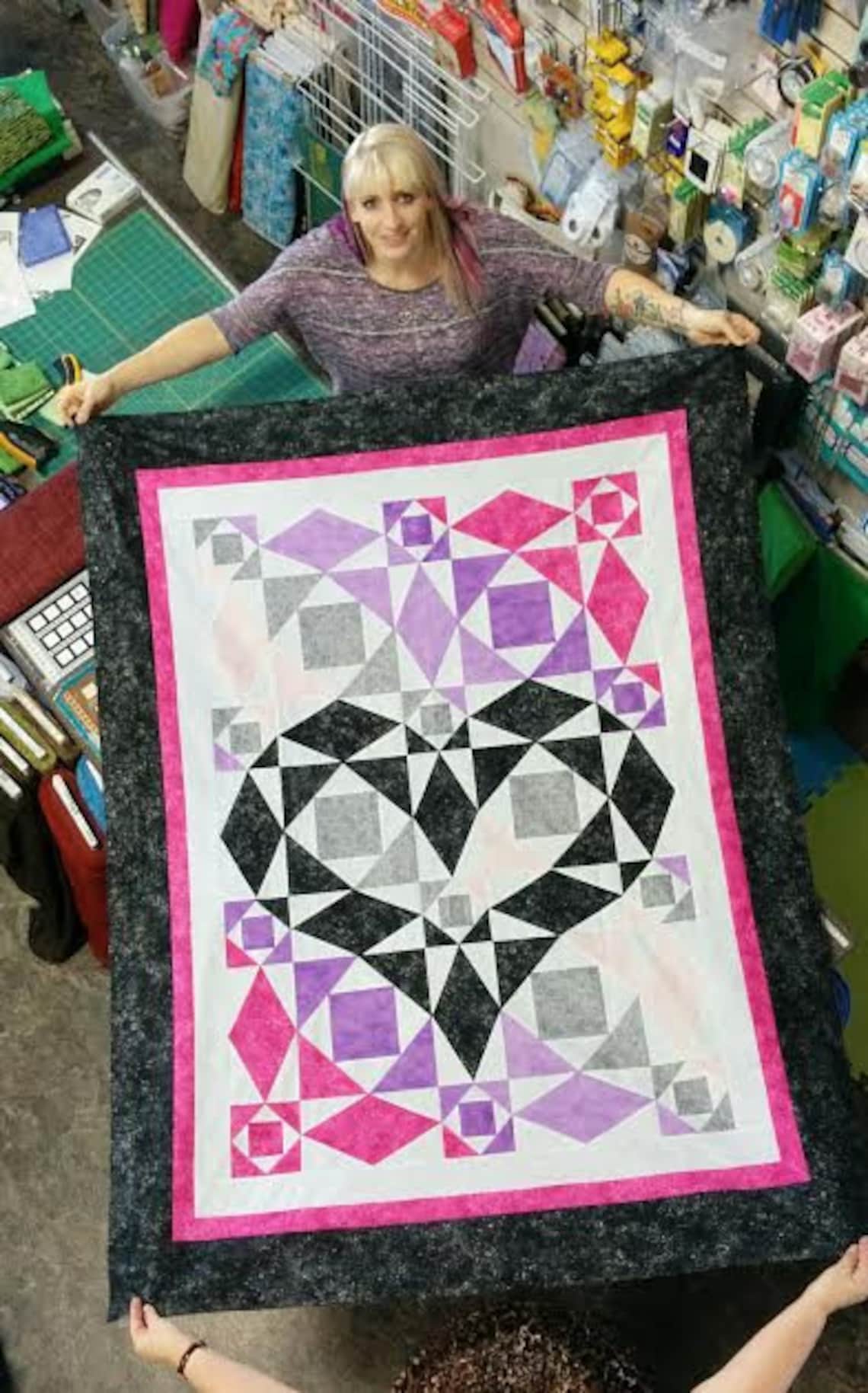 Our Hearts Will Go On quilt pattern. Queen and Lap Etsy