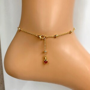 Cute Ladybird Charm Anklet, Kids Gold Plated Ladybug Charm Anklet Bracelet, lovely Kids Jewelry Gift , Toddler Children Jewelry image 4