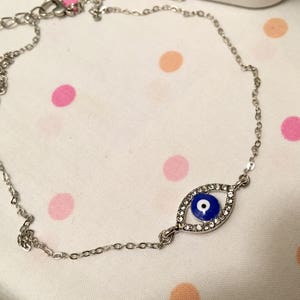 Evil Eye Strass Armband, Zilveren Amulet, Strass Blauwe Armband, Blue Evil Eye Charm, Good Luck Sieraden, Happy Valentines Day Gifts, afbeelding 8