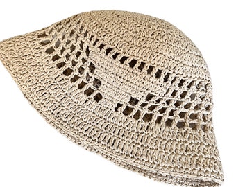 Cappello a secchiello Hadmade, Cappello a secchiello all'uncinetto Papee Yarn, Borsa all'uncinetto Beige lavorata a mano, Cappello a secchiello in maglia, Cappello per adulti