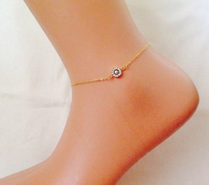 Evil Eye Charm Gold Plated Anklet Third Eye Gold Anklet Etsy