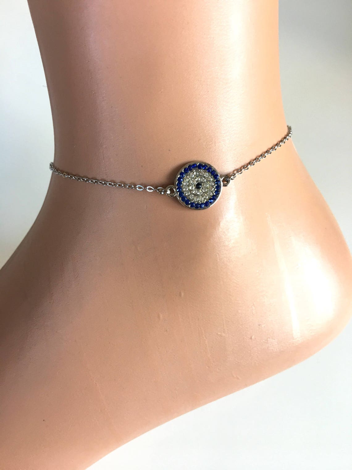 Evil Eye Rhinestone Anklet Gold Stud Evil Eye Ankle Bracelet Etsy