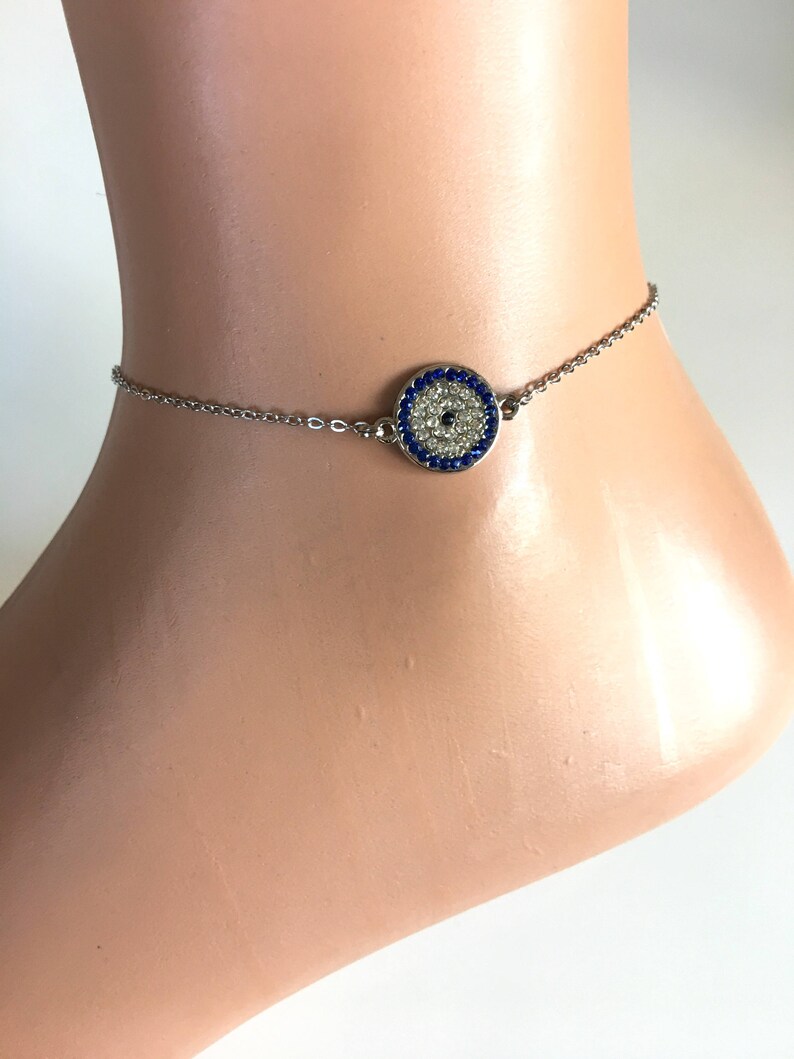 Evil Eye Rhinestone Anklet Gold Stud Evil Eye Ankle Bracelet Etsy