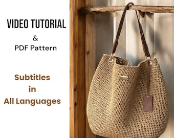 Video Tutorial for Tote Bag |Video Pattern Shoulder Bag| Summer Tote Bag| Do it Yourself |Paper Yarn Tote Bag | Leather Strap Tote Bag