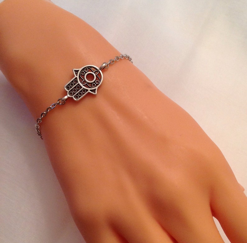 Antique Silver Hamsa Hand Bracelet Silver Bracelet Etsy