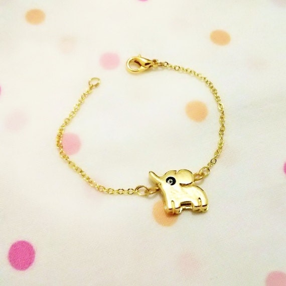 Gold Plated Elephant Bracelet Cute Gold Evil Eye Elephant Charm