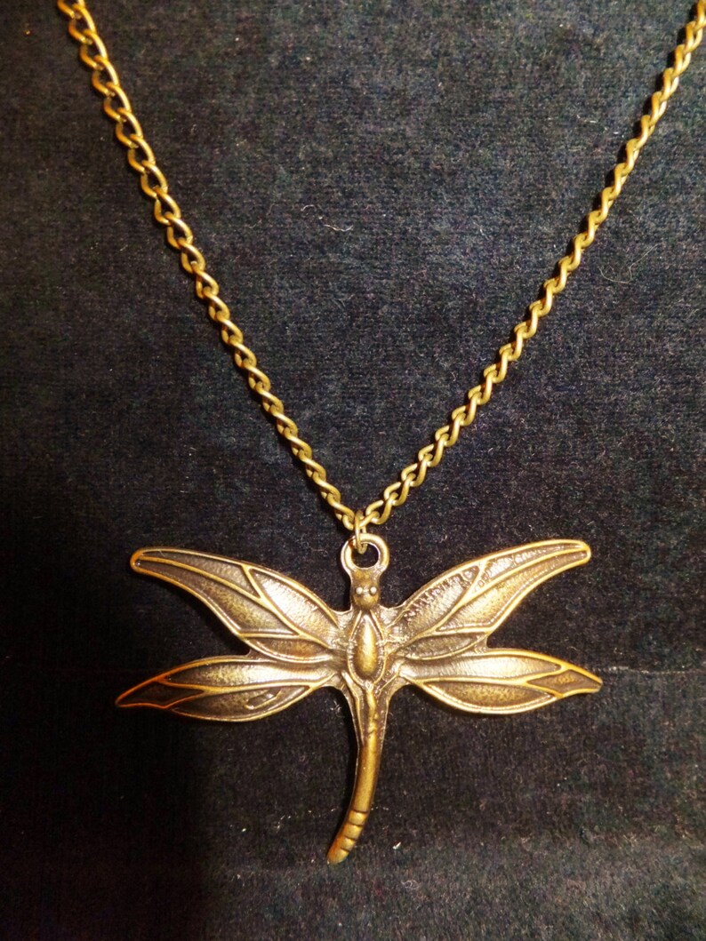 Antique Brass Dragonfly Necklace Brass Kewelry Lovely Etsy