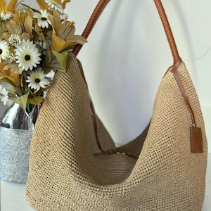 VIDEO TUTORIAL | HOBO Crochet bag | Crochet bag pattern | Large Tote Bag|Knitted Paper Yarn Bag | Easy Pattern | Hobo Tote Bag