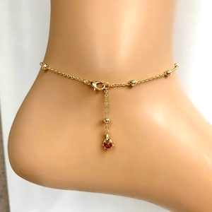 Cute Ladybird Charm Anklet, Kids Gold Plated Ladybug Charm Anklet Bracelet, lovely Kids Jewelry Gift , Toddler Children Jewelry image 2