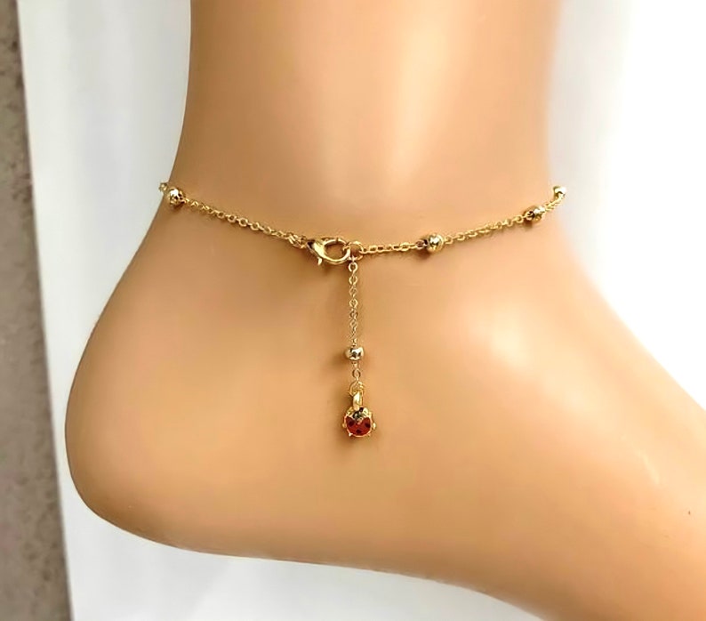 Cute Ladybird Charm Anklet, Kids Gold Plated Ladybug Charm Anklet Bracelet, lovely Kids Jewelry Gift , Toddler Children Jewelry image 2