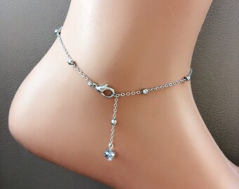 Silver Plated Ball Chain Anklet, Delicate Anklet, Silver Anklet, Beach Anklet, Foot Jewelry, Gift  for Her, Body Jewelry, Gold Plated Anklet