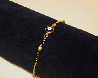 Gold Plated Evil Eye Bracelet, Third Eye Charm, Gift for Kids or Adults , Nazar Jewelry, Toddler, Amulet Bracelet, Protection, Greek Jewelry