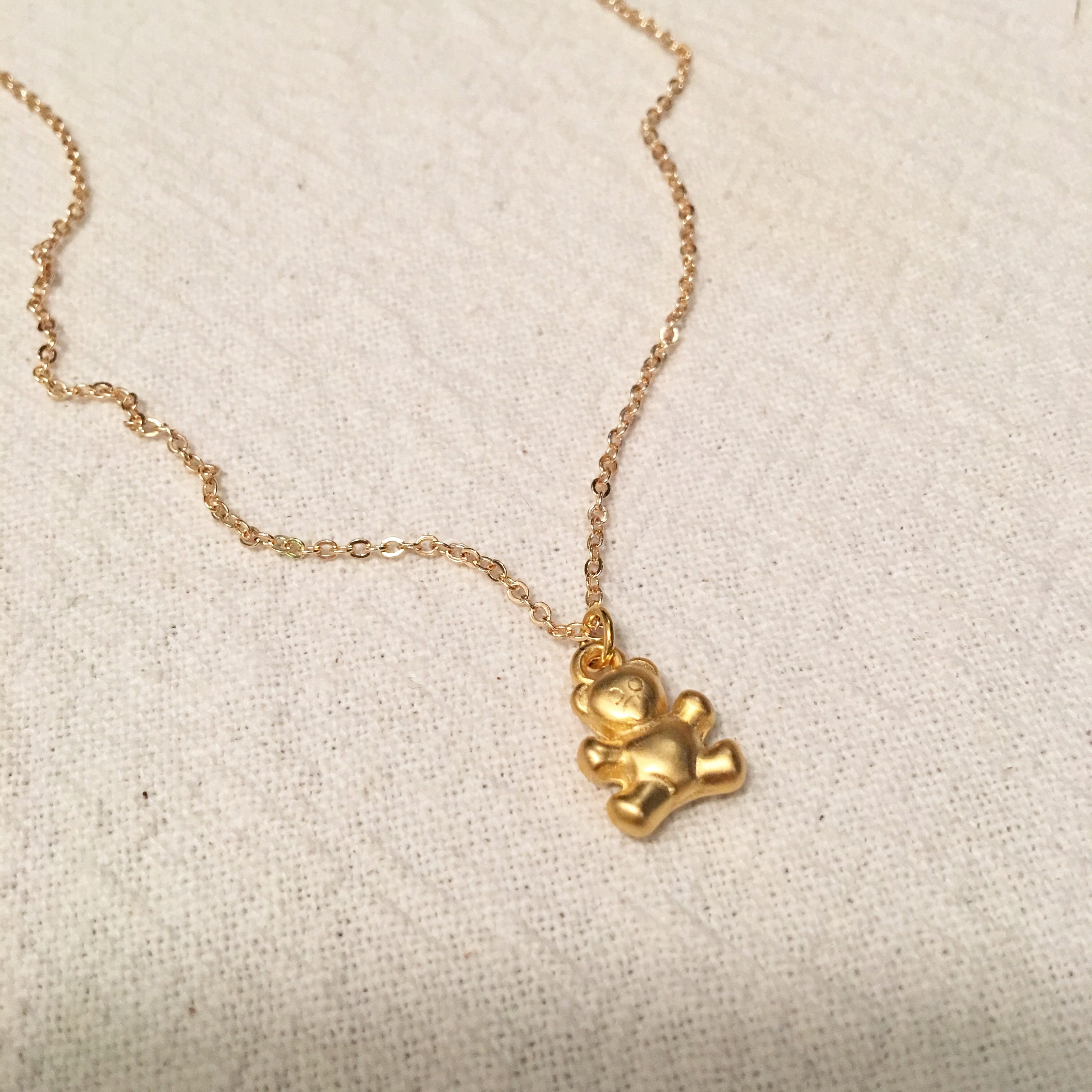 Tiny Gold Bear Necklace - Jewel Thief Brighton