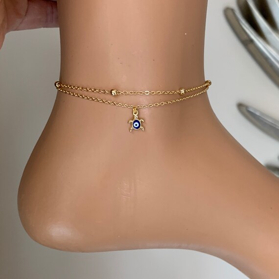 Gold turtle anklet deals