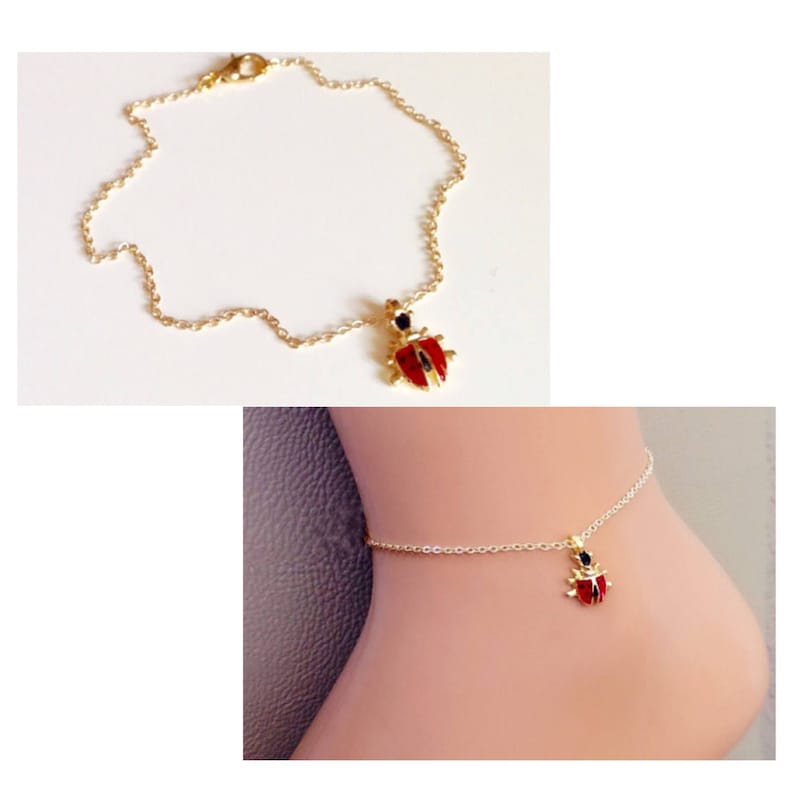 Gold Plated Ladybird Bracelet Ladybug Charm Pendant Gold Etsy