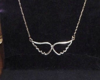 Silver Angel Wing Necklace, Delicate Necklace, Pendant  Necklace, Long Necklace ,Chain Necklace, Angel Wing Pendant Necklace, Christmas Sale