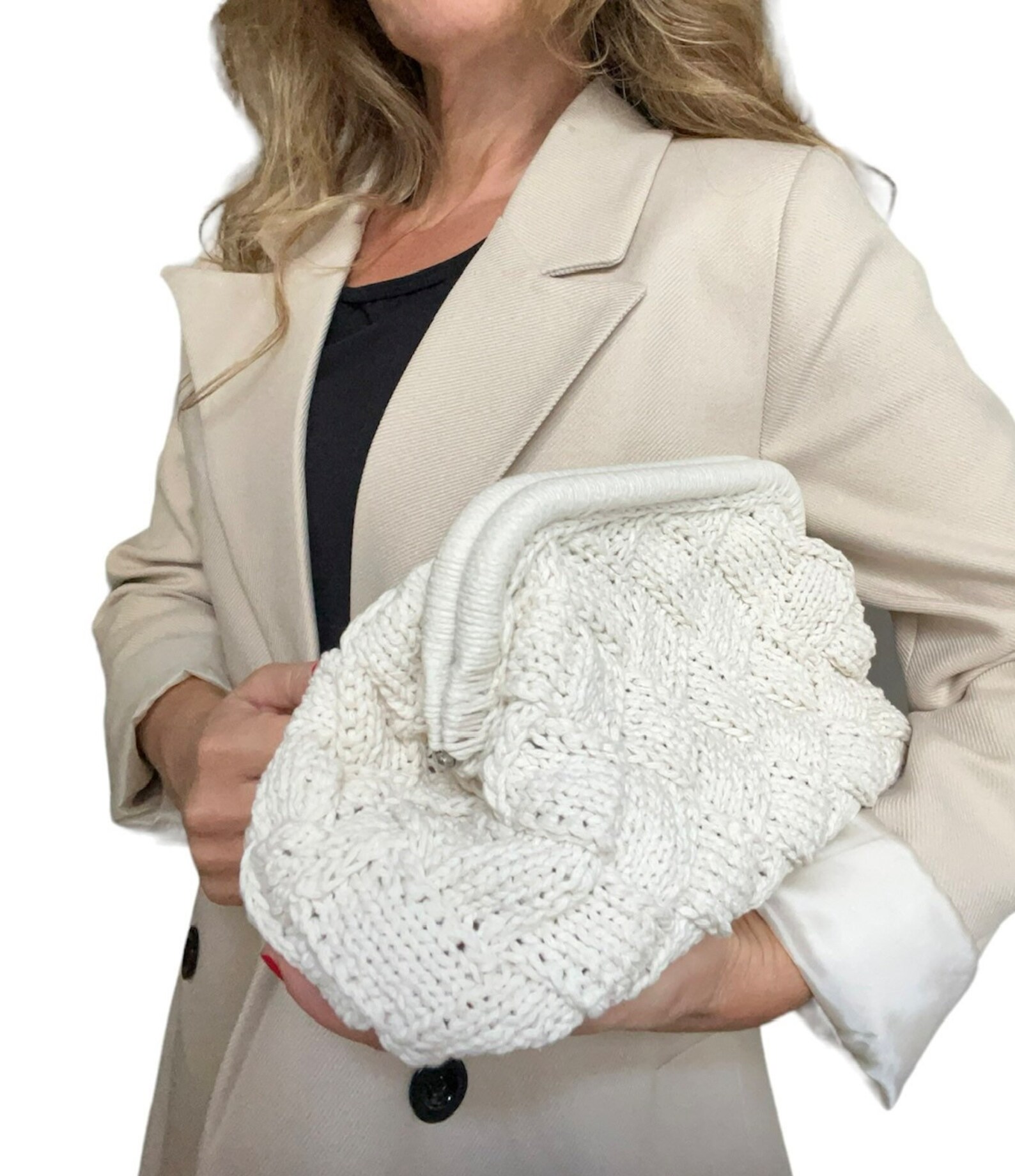 Puzzle Pouch Clutch Bag Cream Cotton Macrome Yarn Crochet Bag Etsy