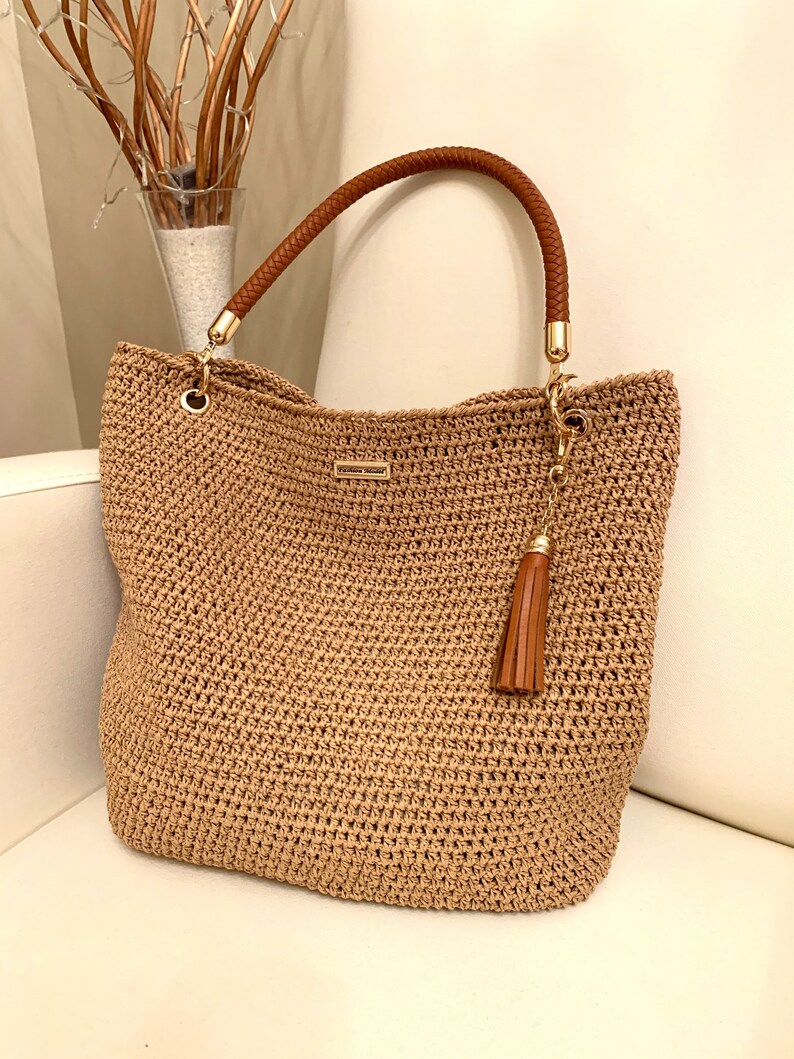 SALE Knitted Paper Yarn Bag Crochet Paper Rope Summer Casual Etsy