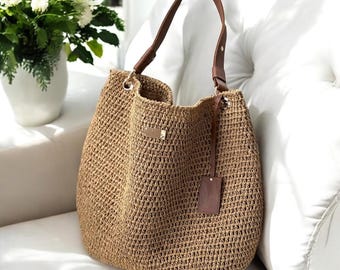 Video Tutorial for Tote Bag |Video Pattern Shoulder Bag| Summer Tote Bag| Do it Yourself |Paper Yarn Tote Bag | Leather Strap Tote Bag