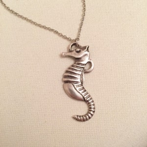 Antique Silver Seahorse Necklace, Lovely Necklace, Boho Jewelry, Necklace, Fashion Jewelry, Long Pendant Necklace, Seahorse Charm, image 1