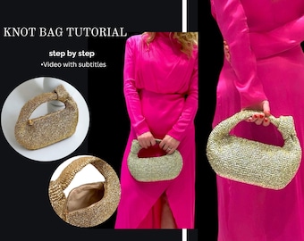 VIDEO TUTORIAL | Knot Crochet bag | Crochet bag pattern |Glitter Gold Baguette Pouch Clutch| Knitted Evening Bag Sparkling | Easy Pattern