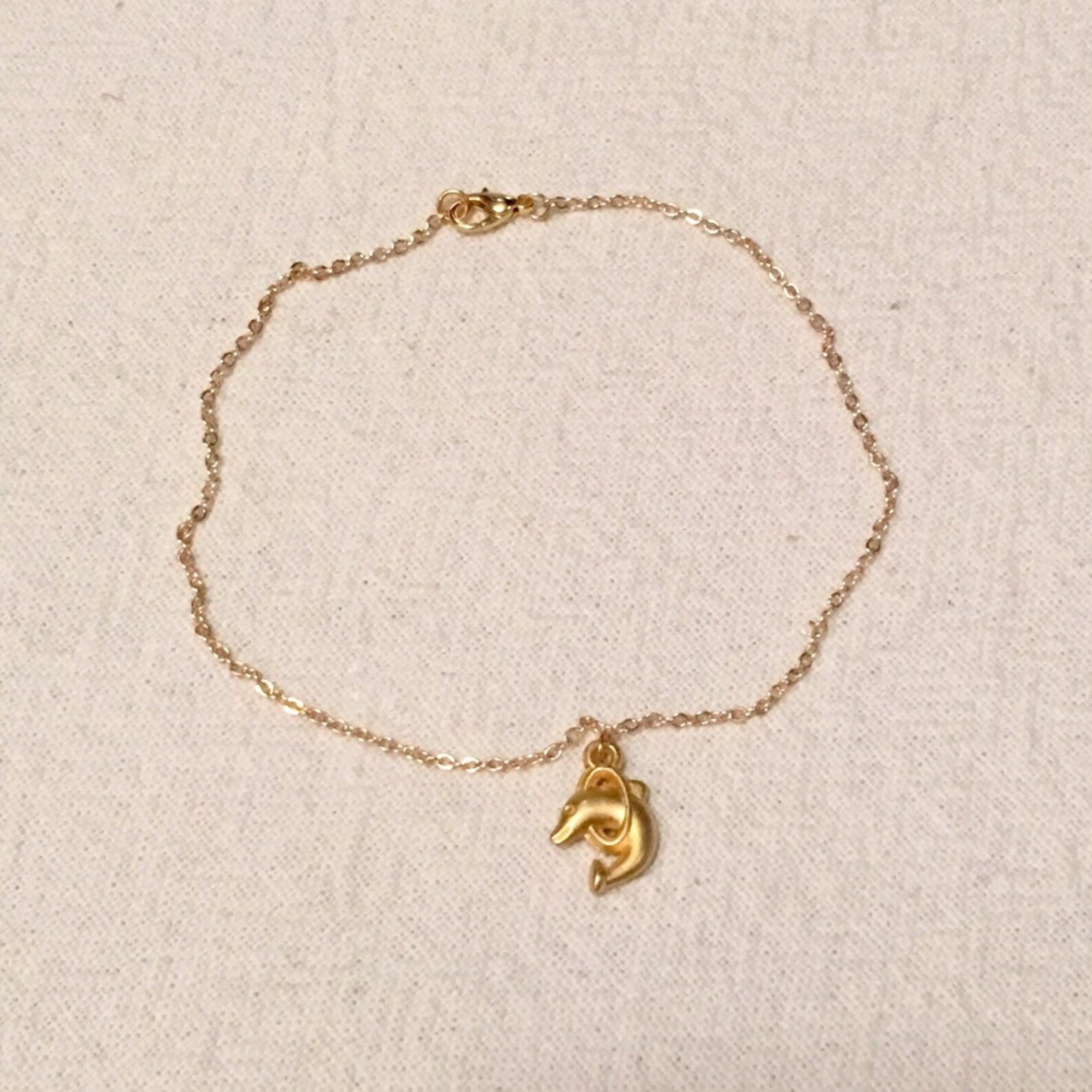 Gold Plated Dolphin Anklet Dolphin Charm Bracelet Ankle Etsy