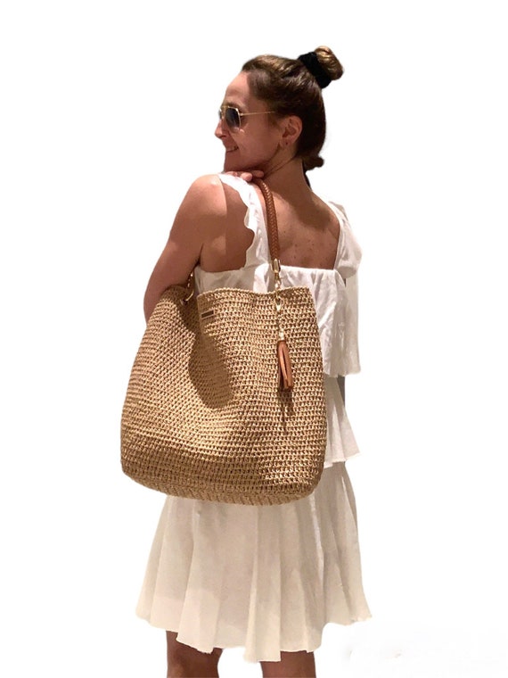 SALE Knitted Paper Yarn Bag Crochet Paper Rope Summer Casual Etsy