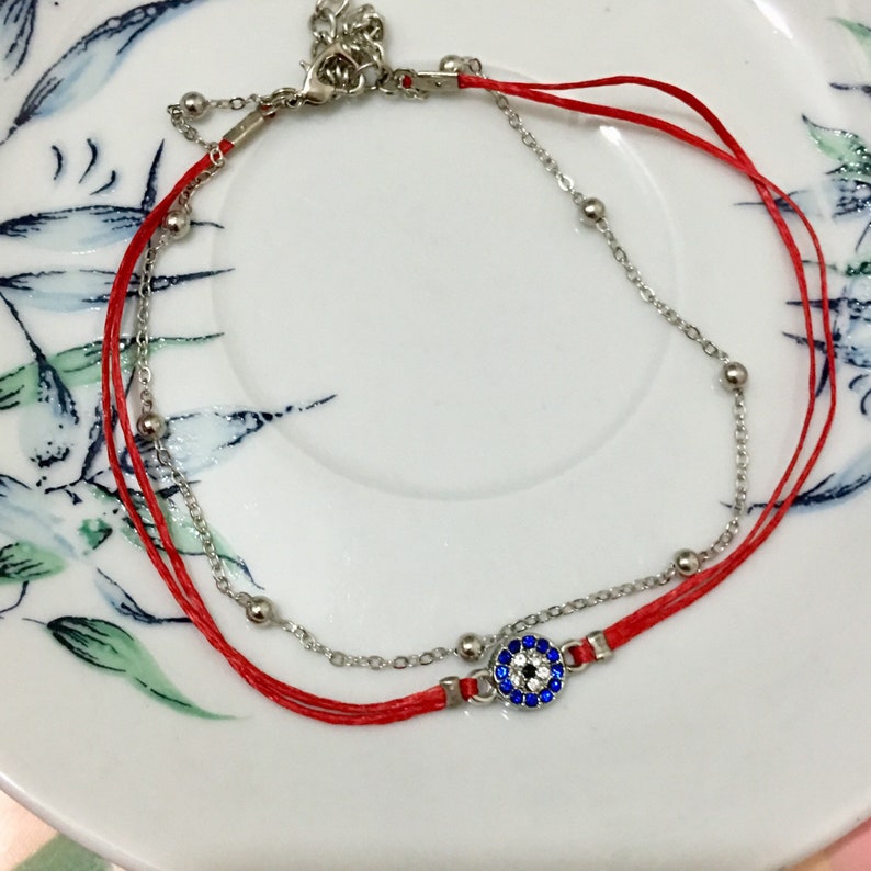 Evil Eye Anklet Ankle Bracelet Birthday Gift Black String Etsy