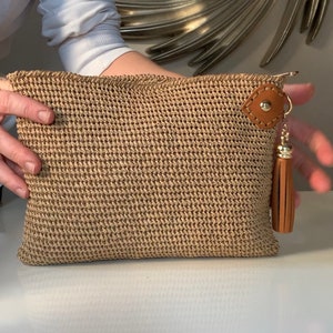 Luxury Real Leather Paper Rope Clutchtan Handcrafted Clutch - Etsy