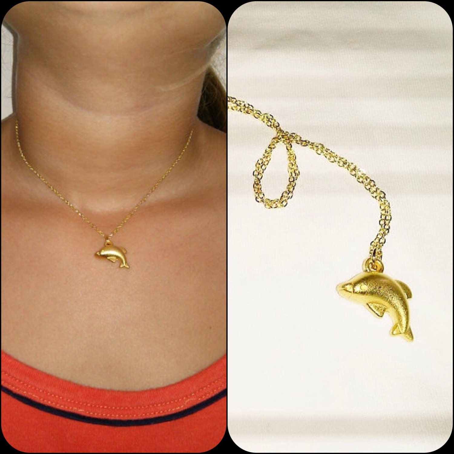 Roberto Coin Tiny Treasure Dolphin Necklace in 18K Gold