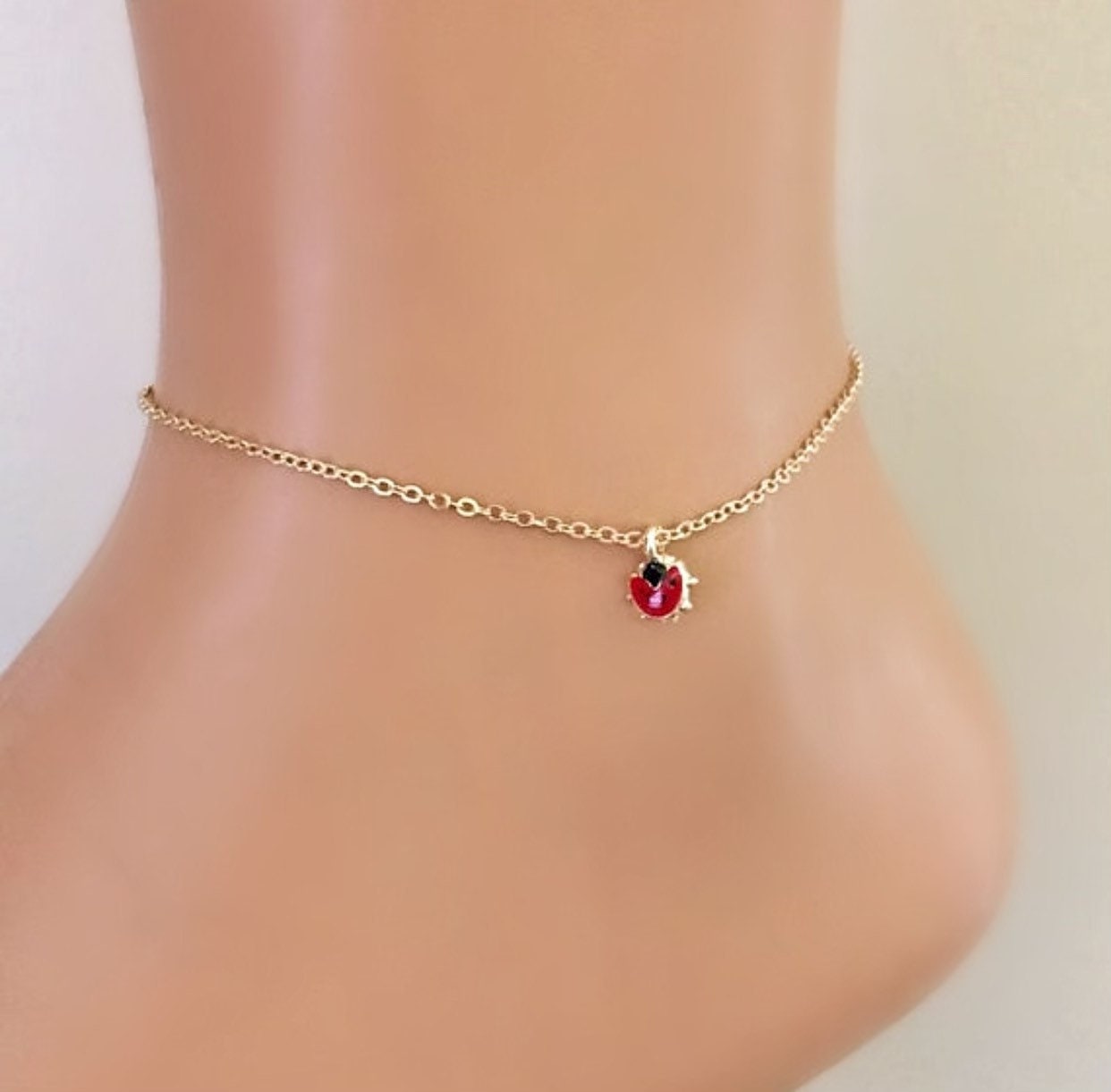 Ladybird Charm Anklet Kids Ankle Bracelet Ladybug Toddler