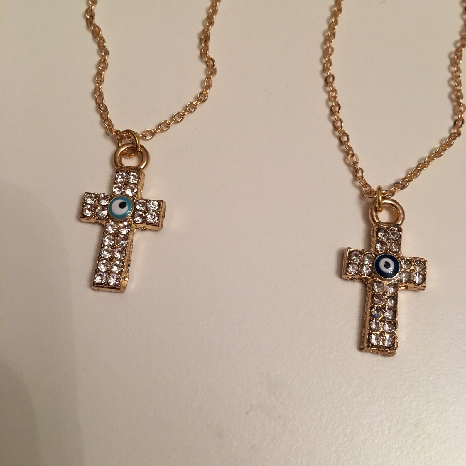 Sparkle Cross Gold Plated Evil Eye Cross Pendant Necklace Etsy