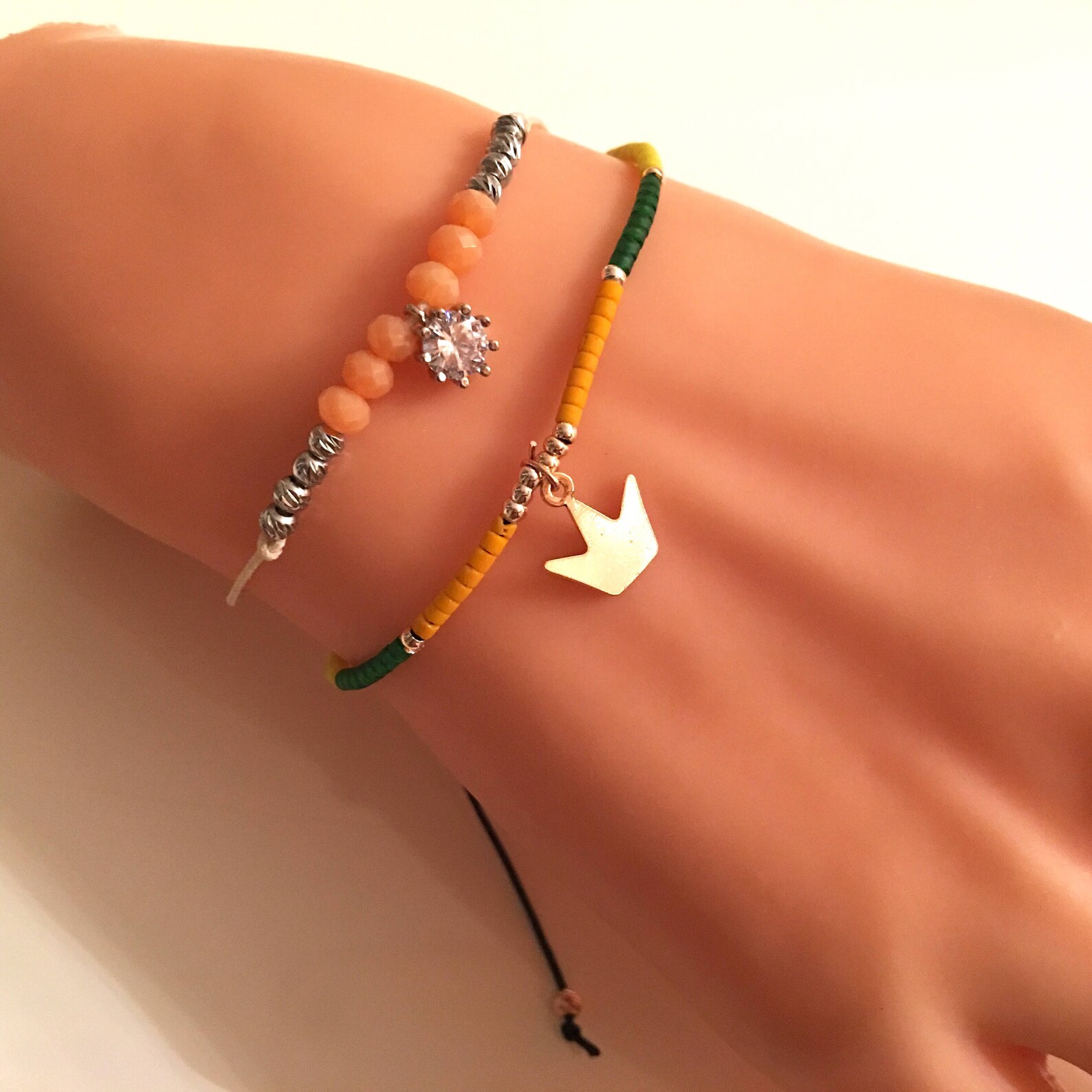 Set of Two Friendship Bracelets Adjustable Bracelet Glamour Etsy