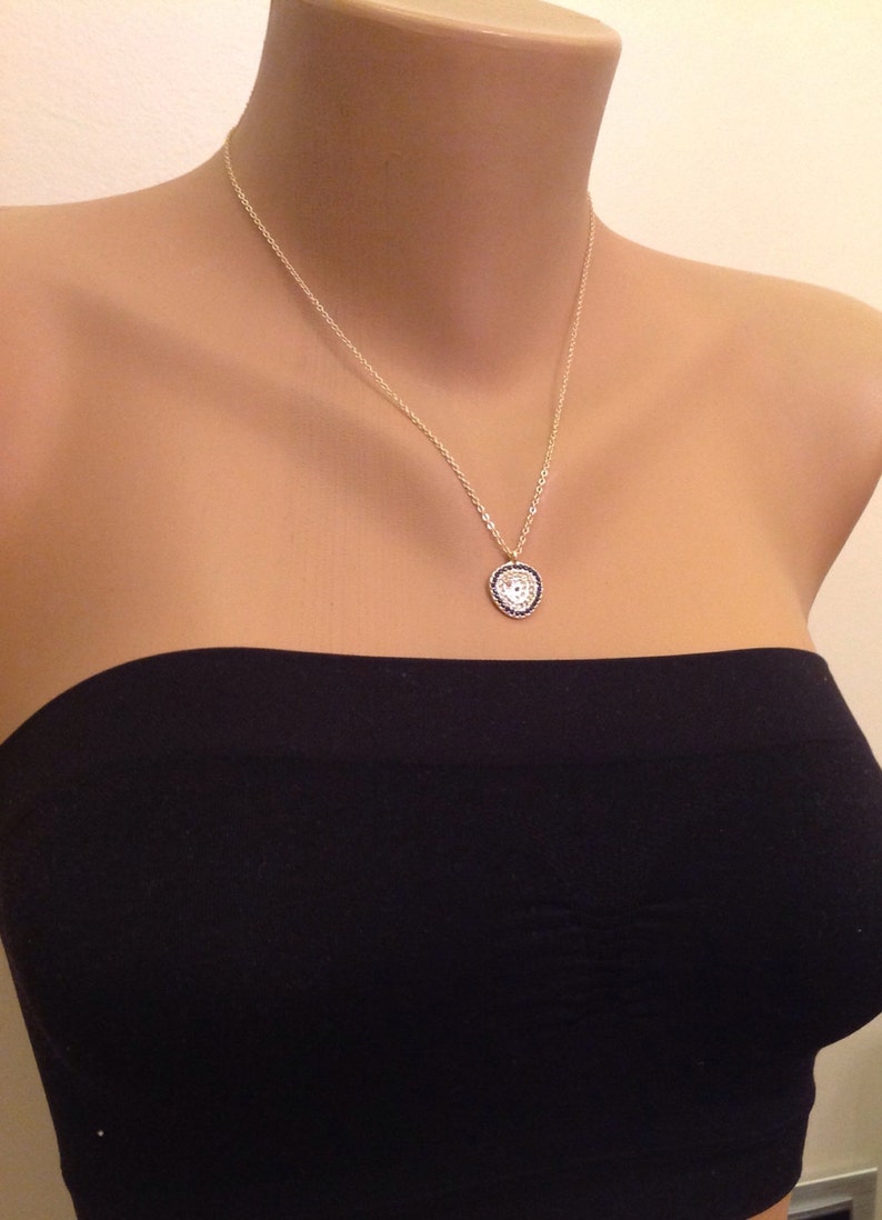 Evil Eye Jewelry Rhinestone Necklace Gold Studded Rhinestone Etsy