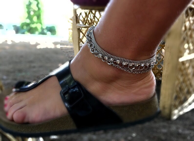 Silver Multistrand Anklet Silver Ball Chain Ankle Bracelet Etsy