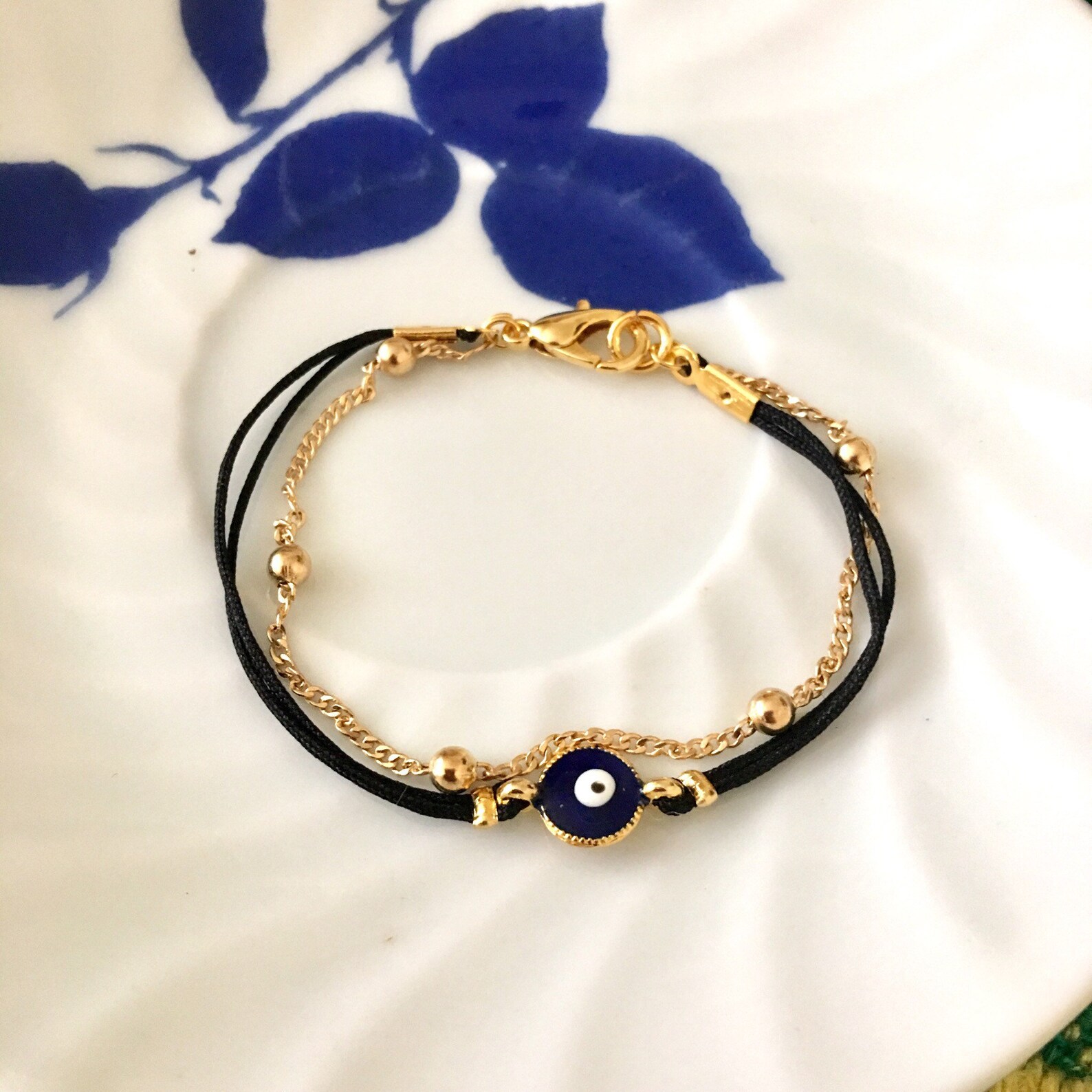 Evil Eye Anklet Ankle Bracelet Birthday Gift Black String Etsy