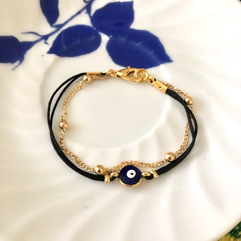 Evil Eye Anklet Ankle Bracelet Birthday Gift Black String Etsy