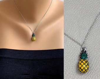 On Sale ,Pineapple Necklace, Teenager Style Necklace, Birthday Gift for Kids, Silver Necklace, Best Bff Gift Necklace, Trendy Teenager