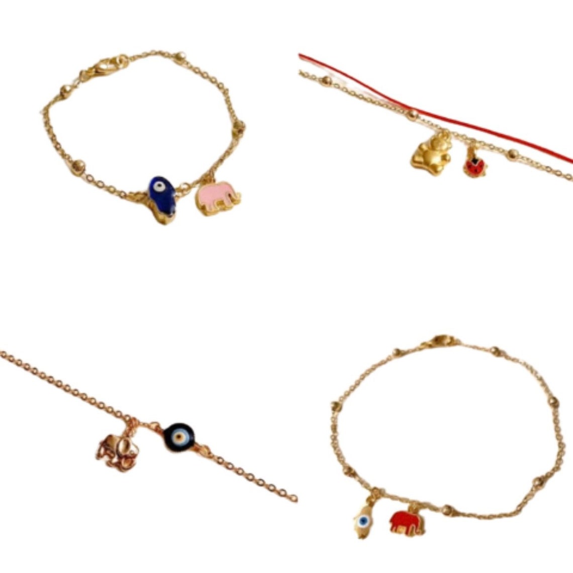 Kids Bracelelets Gold Evil Eye Elephant Bracelet Gold Evil Etsy