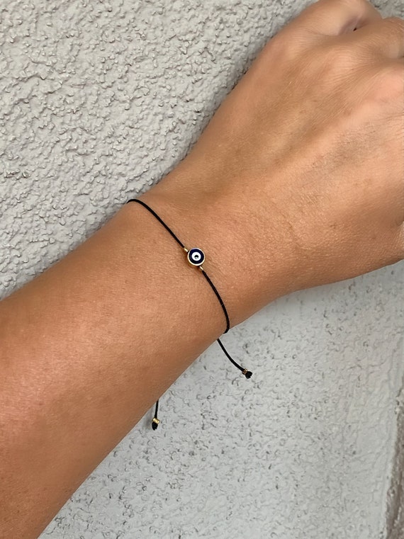 Simple and Cute Blue Evil Eye Bracelet, Black String Evil Eye Bracelet, Evil  Eye Jewelry, Amulet Charm Bracelet, Evil Eye Nazar Bracelet 