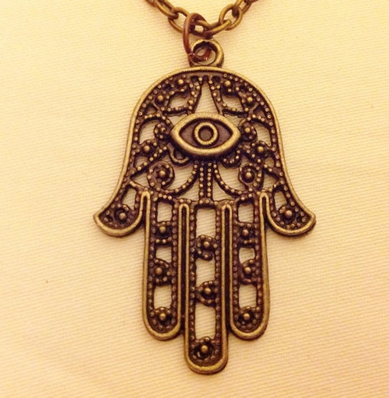 1.6 Inches Small Brass Hamsa Hand Necklace Antique Brass - Etsy
