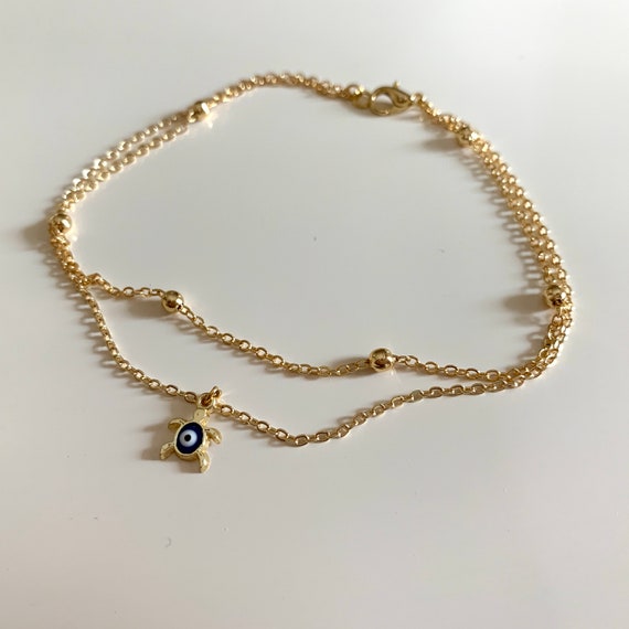 Gold turtle anklet deals